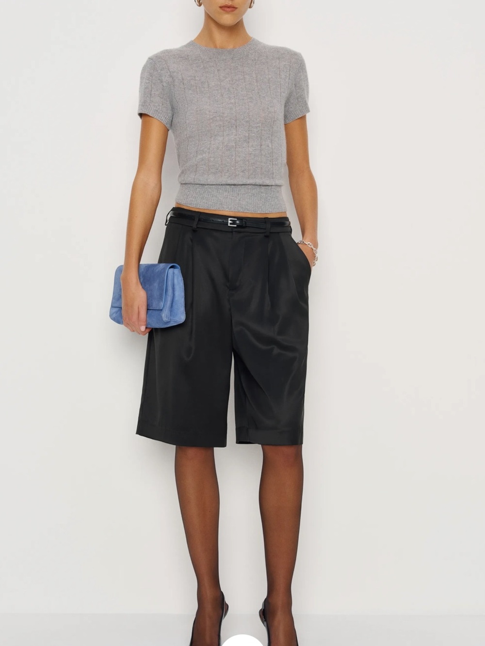 NWT Reformation Drew Satin Short in Black